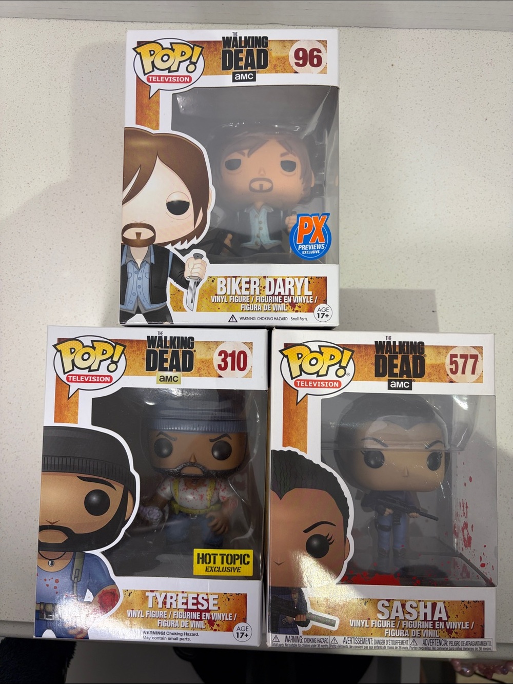 Funko Pop! Walking Dead Bundle Daryl Tyreese Sasha Exclusive Vinyl Set